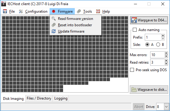 IECHost multi-threaded client: Firmware menu